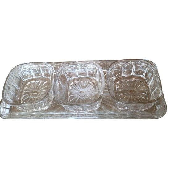 Crystal Relish Server 4-piece Server Serving Bowls Tray Set - Picture 2 of 16